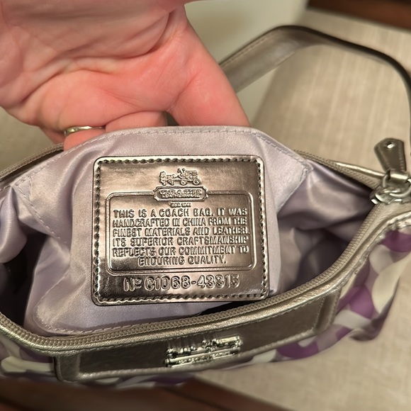 Coach Madison Op Bag Purple/Silver W/ Metallic Leather Trim - Picture 12 of 12